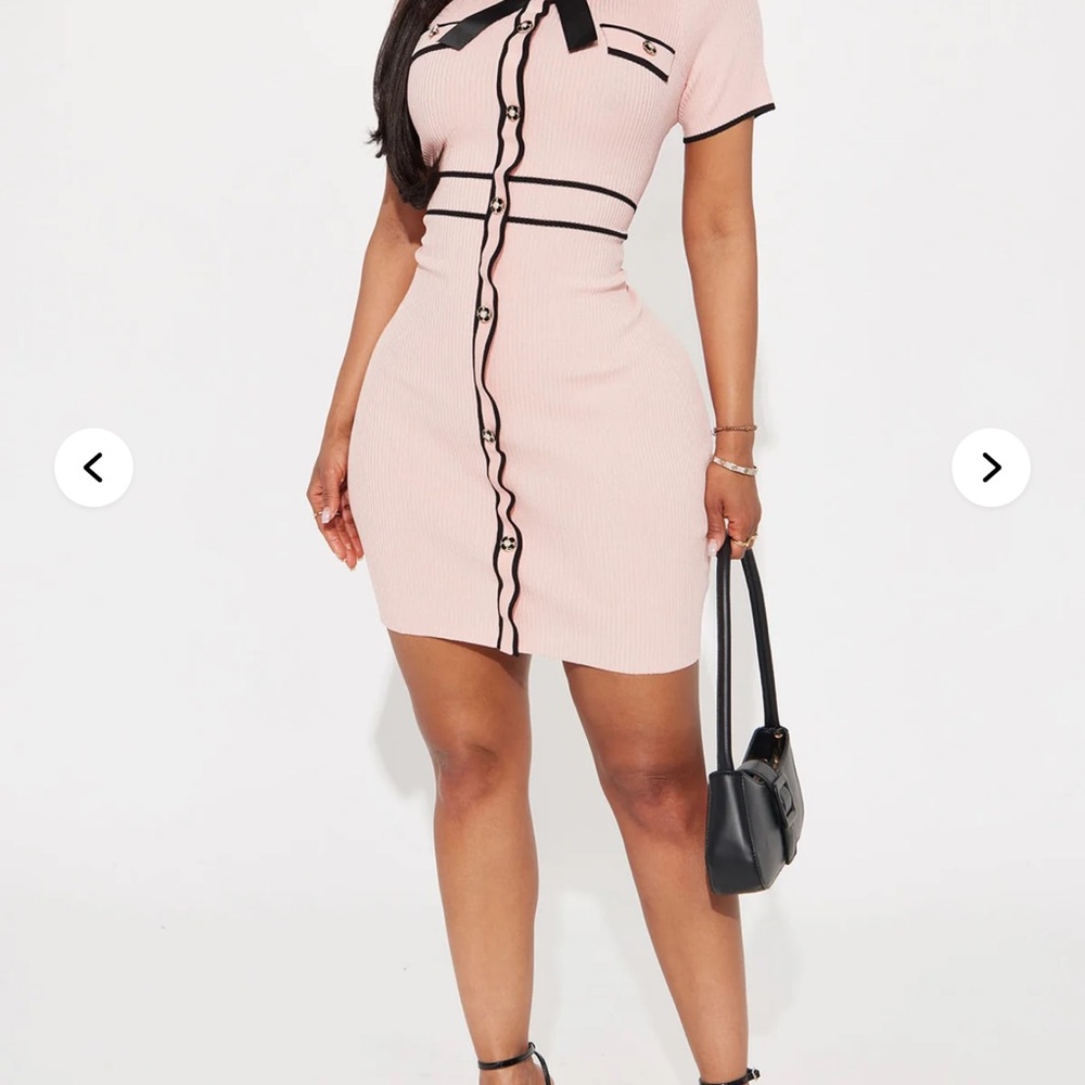 Fashion Nova Pink and Black Midi Dress